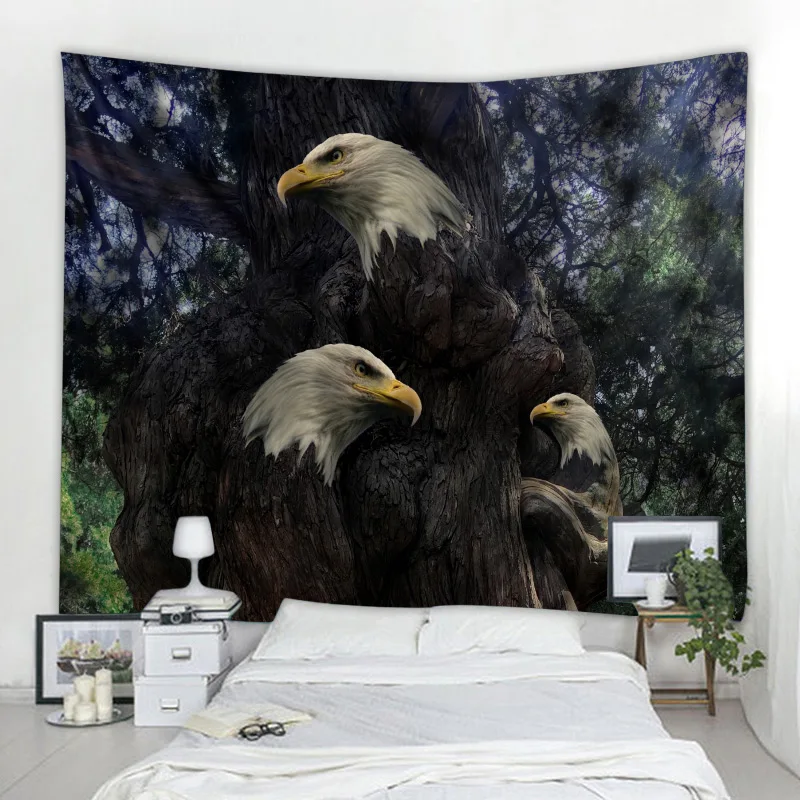 Flying Eagle Tapestry Sky Landscape Wall Hanging Wild Animal Tapestries Living Room Home Background Hanging Cloth Wall Decor