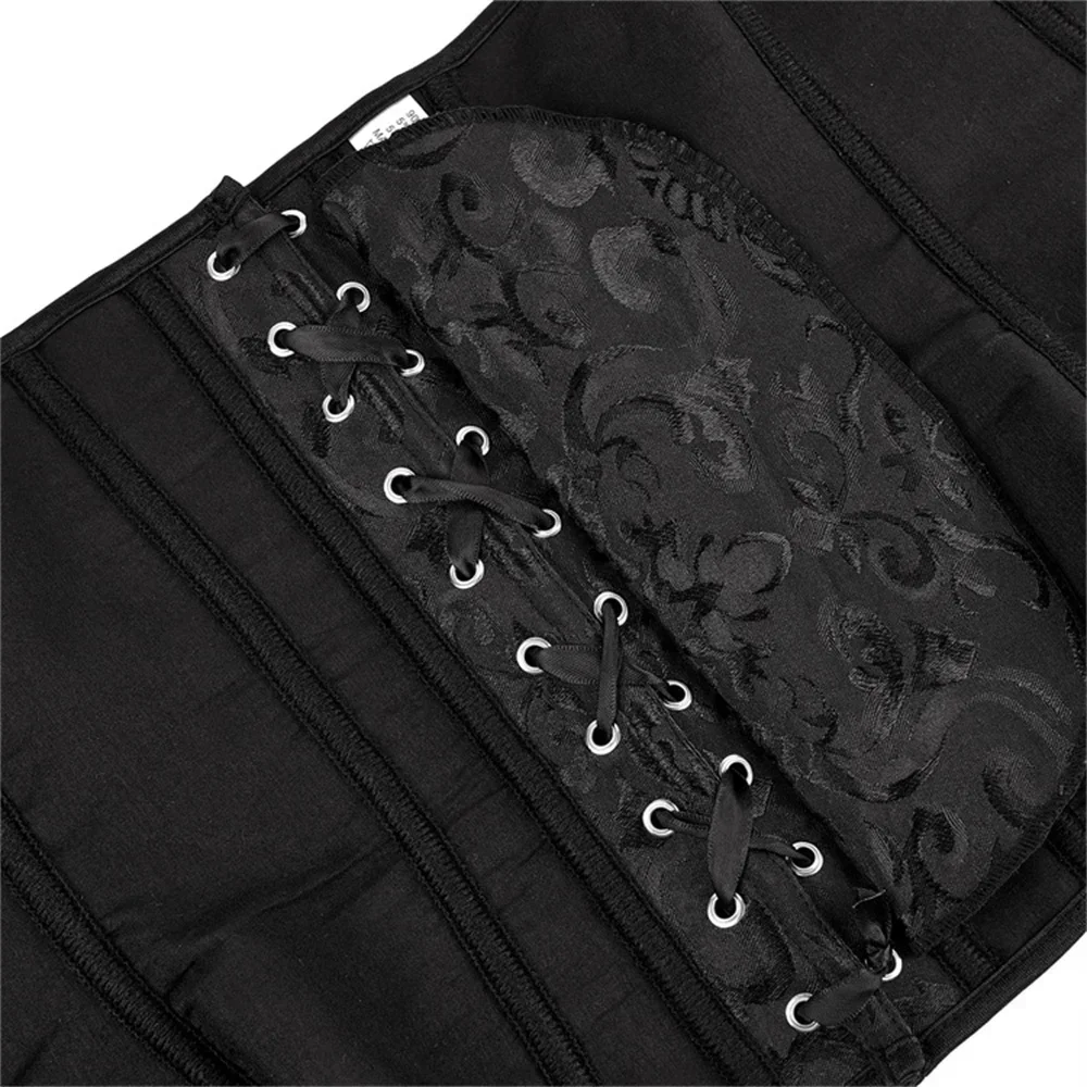 Women Black Bustiers And Corset Top Ruffle Lace Decoration Gothic Waist Trainer Body Shaper Sexy Masquerade Corsets