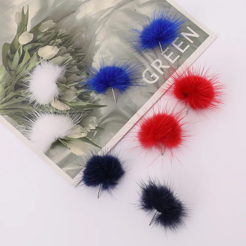 Genuine Mink Fur Ball Fur Pom Pom Stud Earrings For Women SOFT Jewelry Cute Christmas Gift stud earrings