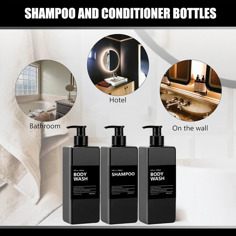 Bathroom Refillable Liquid Square Bottle Dispenser Lotion Containers Dish Soap Body Wash Dispenser 500ml