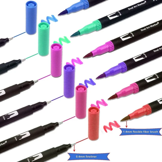 Dual Tip Brush Pens Fineliners Art Markers  Calligraphy Pen Art Markers -  Art Markers - Aliexpress