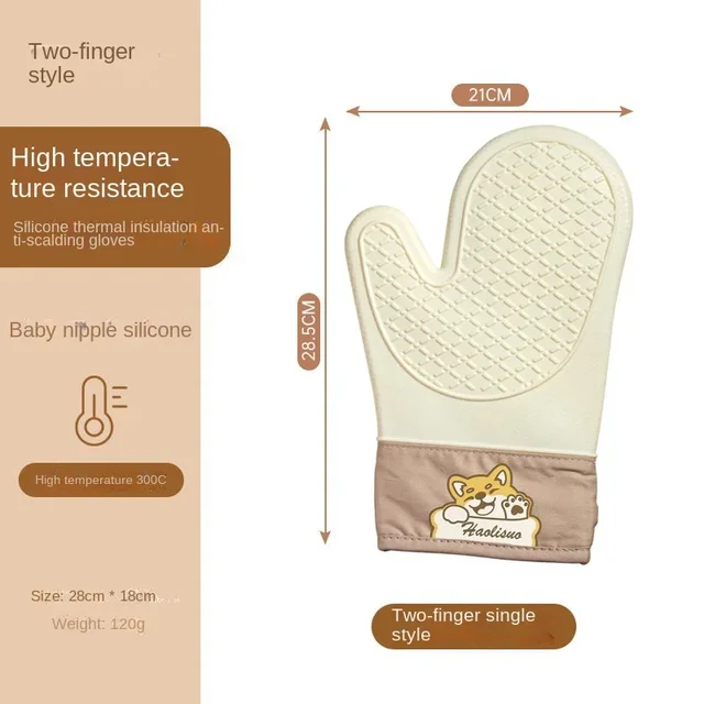 1pcs Silicone Heat Insulation Gloves Thickened Non-slip High Temperature Oven Gloves Baking and Scalding Kitchen Hand Clamps 6