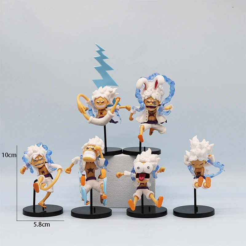원피스 애니메이션 귀여운 루피 기어 5 피규어, 태양신 니카 PVC 액션 피규어 컬렉션 모델, 남아용 조각상 장난감, 6 개/세트 