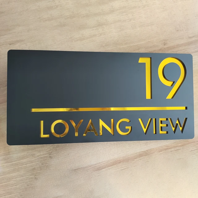 Targa Personalizzata Acrilico 3D Nero/Oro - Numero Civico, Nome Strada, Per Esterni - Foto 7