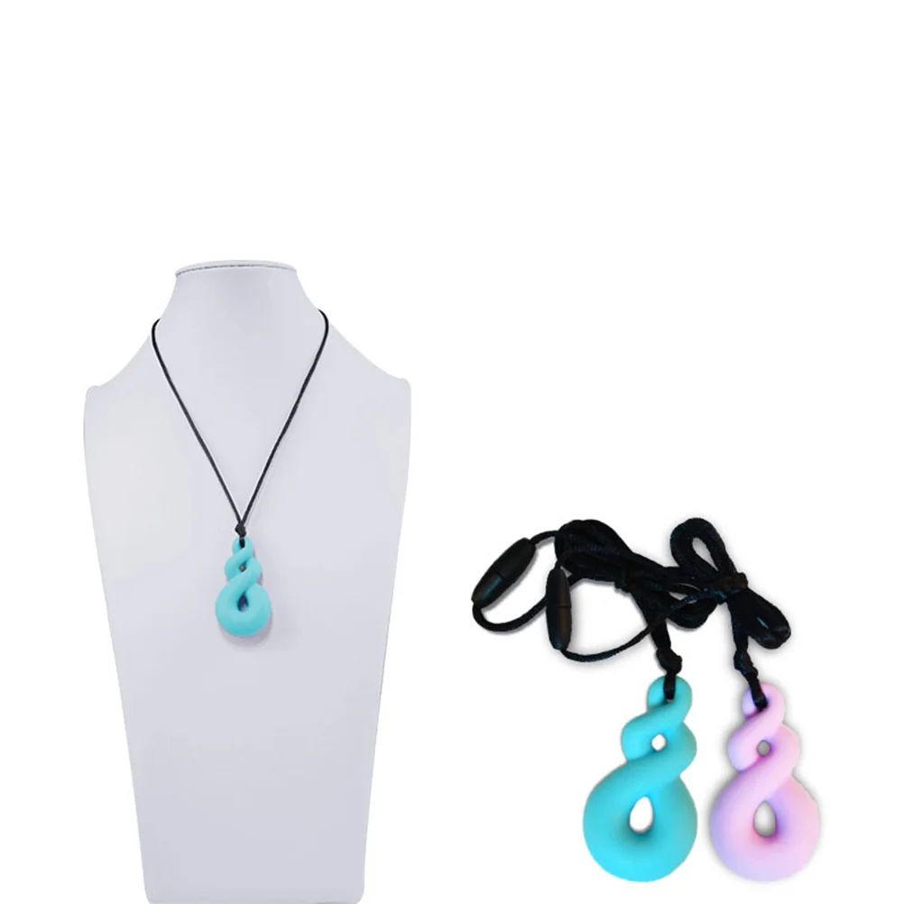 

2pcs Chew Jewelry Silicone Nursing Necklace Chew Toys for Infants Newborn ( Light Blue and Purple )
