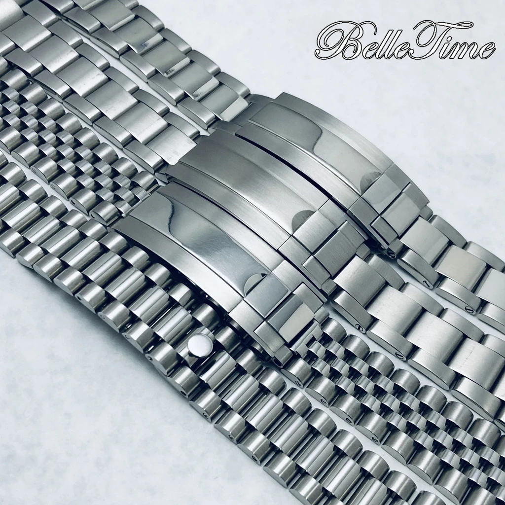 Premium 904L Stainless Steel Brushed & Polished Strap with Glide Lock Clasp, 20mm Width