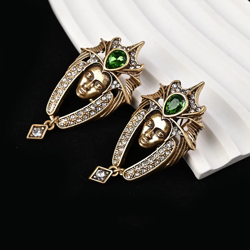 French court style three-dimensional camellia portrait classic earrings