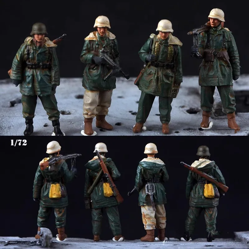 

1/72 Scale East Route 1943 Winter 4pcs Viking Armored Soldier Action Figures Model Toy DIY Scene Accessory Dolls Gifts Display