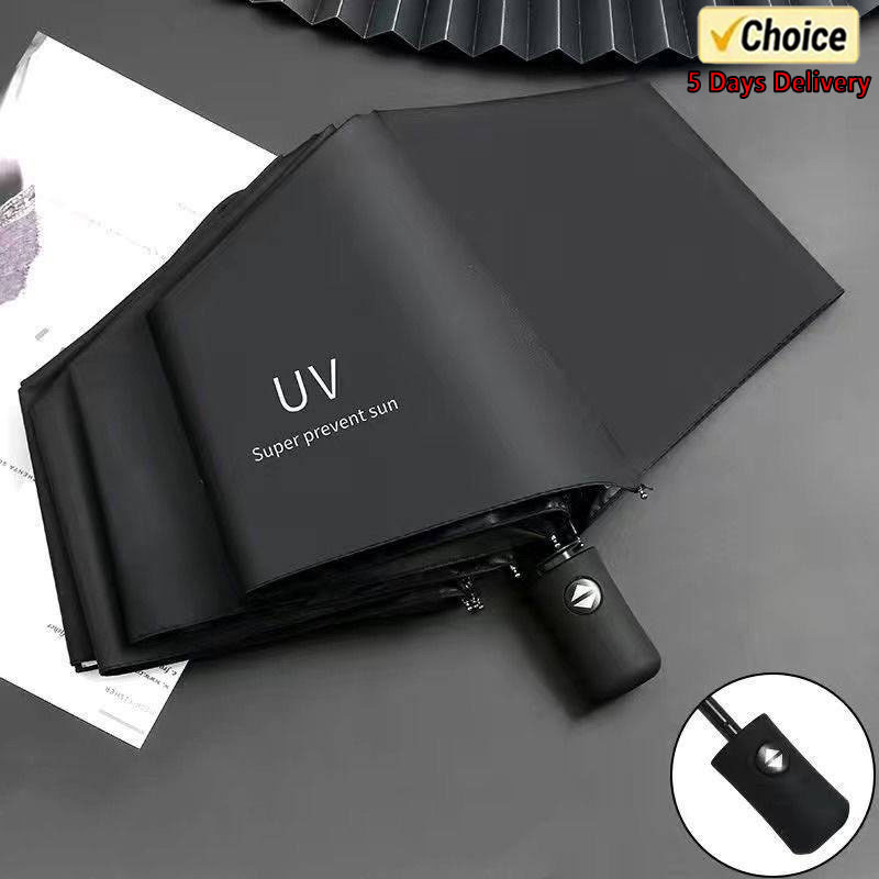 UV Umbrella vinyl sunscreen UV protection thick umbrella strong durable rain dual use solid color umbrella portable
