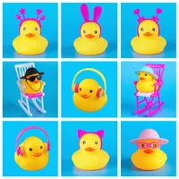 50pc Rubber Duck Accessories No.8 Yellow Duck Sunglasses Swimming Ring Gold Chain Woolen Hat With Accessories Glasses Shop Gifts 2
