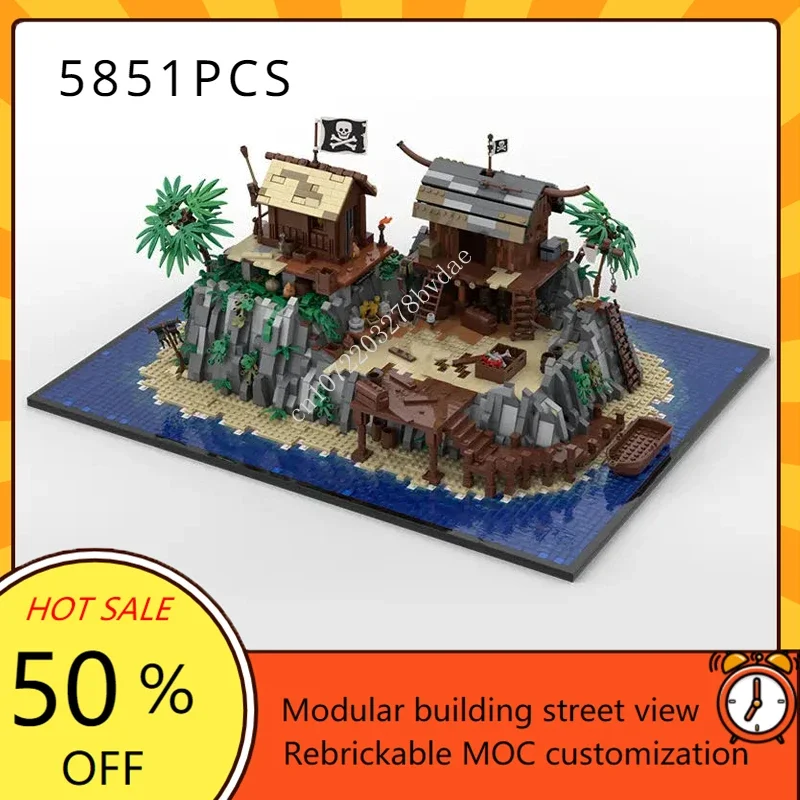 

5851PCS MOC Medieval Pirates Castle The Pirate Hideout Model Building Blocks Technology Bricks DIY Assembly Toys Kids Gifts