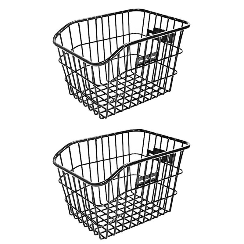 

Hot AD-2X Rear Bike Basket Waterproof Large Capacity Metal Wire Bicycle Basket for Most Rear Bike Racks