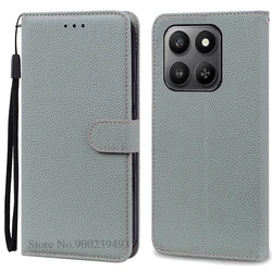 Leather Flip Wallet Case for Honor 400 Smart 5G (Gray)