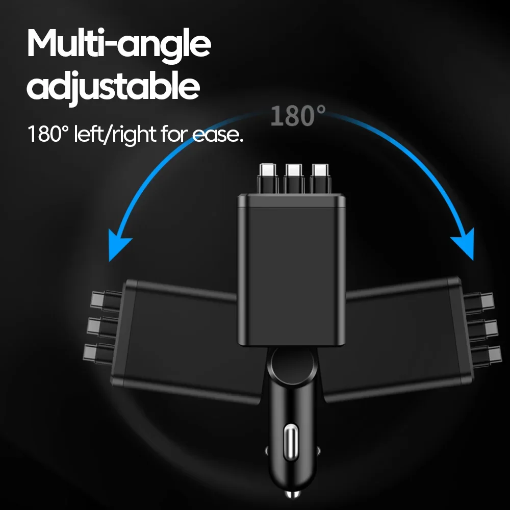 7-in-1 Retractable Car Charger Fast Charging USB