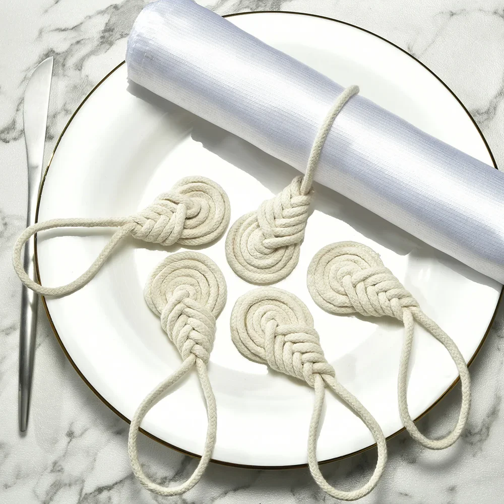 

4/12Pcs New Cotton Rope Napkin Ring European Style Napkin Holders Dinner Table Decorate DIY Handmade Crafts Party Supplies