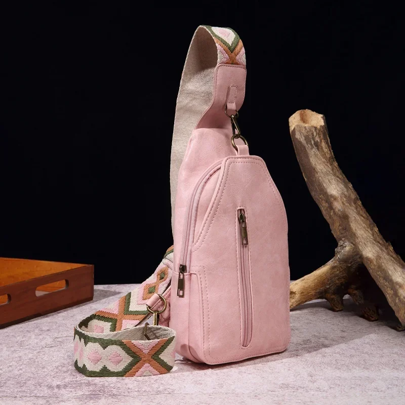 Vintage casual WOMEN'S chest bag fashion leather shoulder crossbody bag large capacity Ladies sling bag