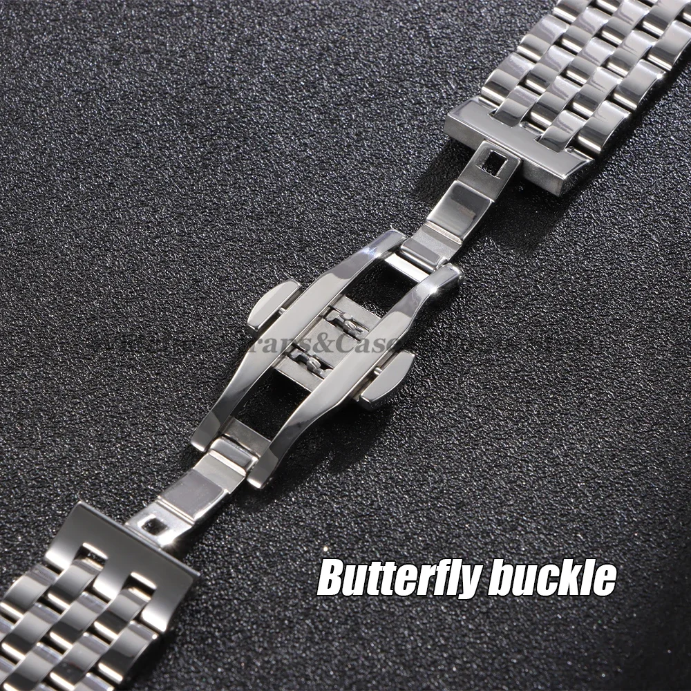 Premium Solid Stainless Steel Watchband - High Quality Strap with Curved/Flat End