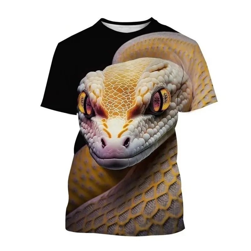 

Summer Men's Animal Danger Snake Pattern Personality 3d Printing Trend Street Sport Loose O Neck Short Sleeve Plus Size Top