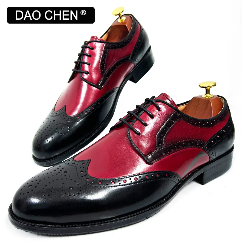 DAOCHEN BRAND MEN LEATHER SHOES BLACK 