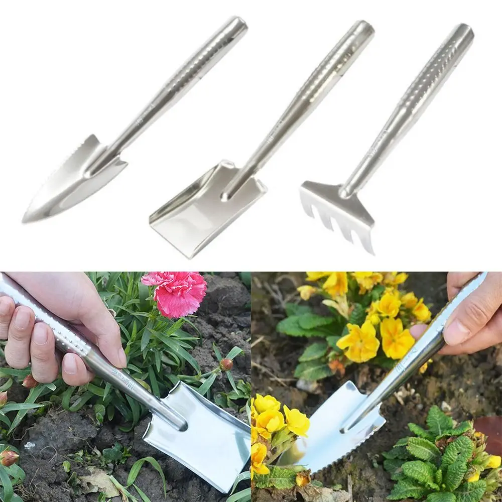 3Pcs Weeding Mini Gardening Tool Set Multifunctional Garden Shovel Small Shovel Tool Raise Flowers Rake Metal Rake Spade