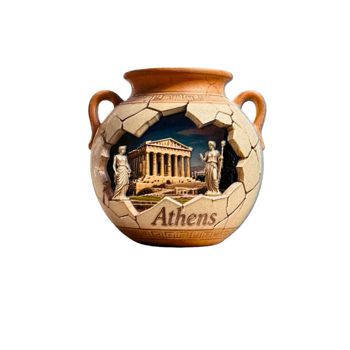 Athens Parthenon Scenic Pottery Bottle-Shape Fridge Magnet