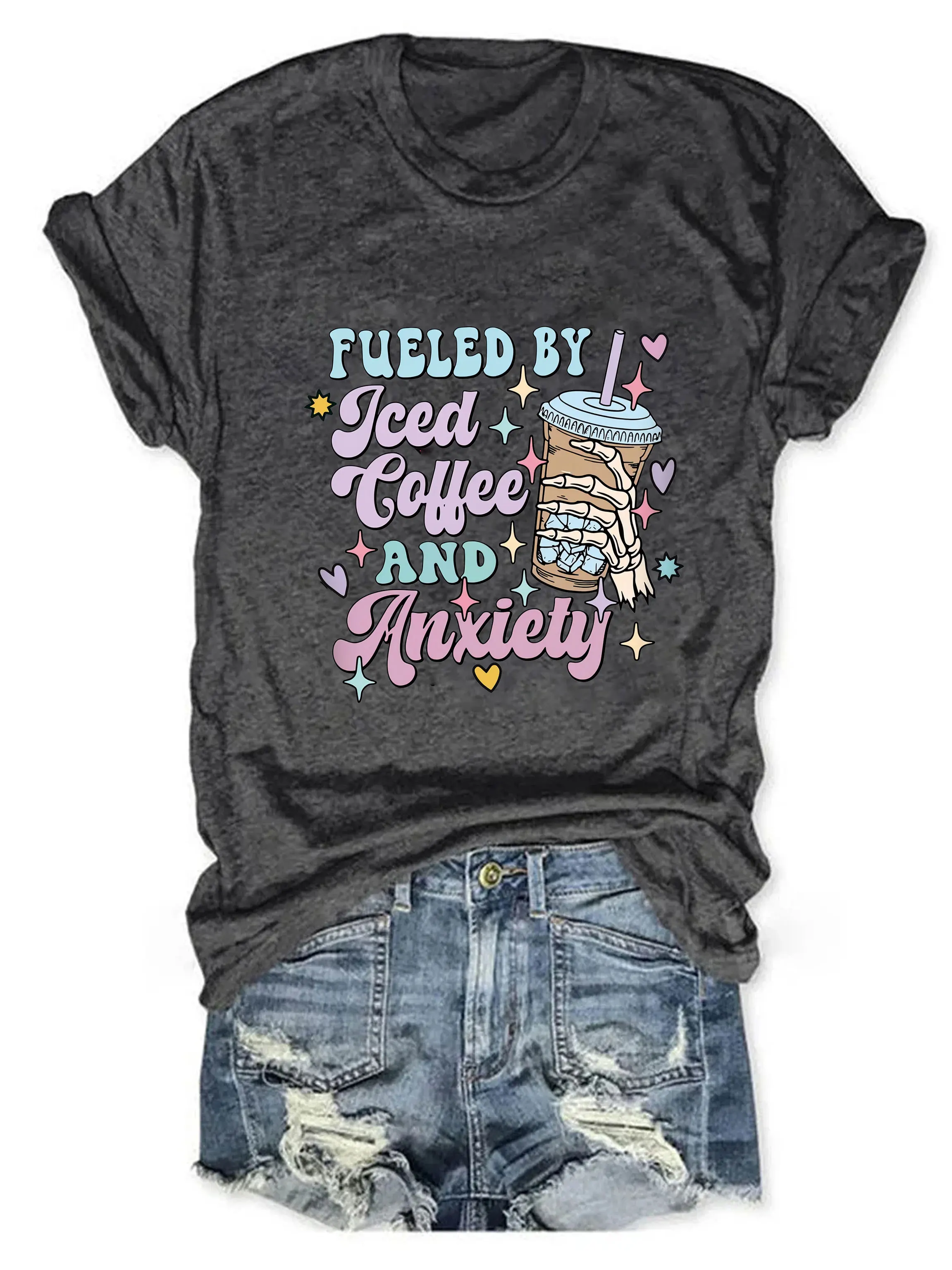 

Fueled By İced Coffee And Anxiety Shirt Mother's Day Shirt Mom Iced Coffee Tshirt Mama Anxiety Shirt Coffee Tee Gift for Mom