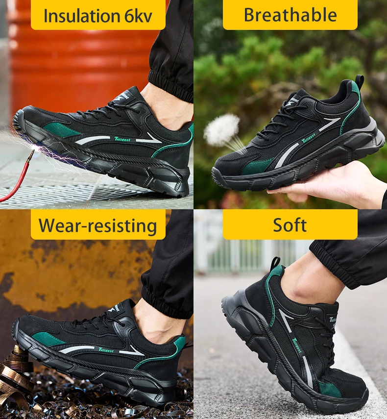 Neue Herrenschuhe, Herren-Sicherheitsschuhe, Arbeitsschuhe mit Schutz gegen Aufprall und Durchstich, Stiefel, leichte Sportschuhe – Detail 8