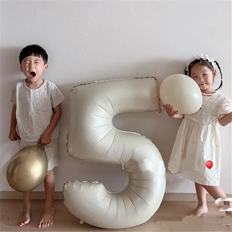 Cream Number Foil Balloons 3