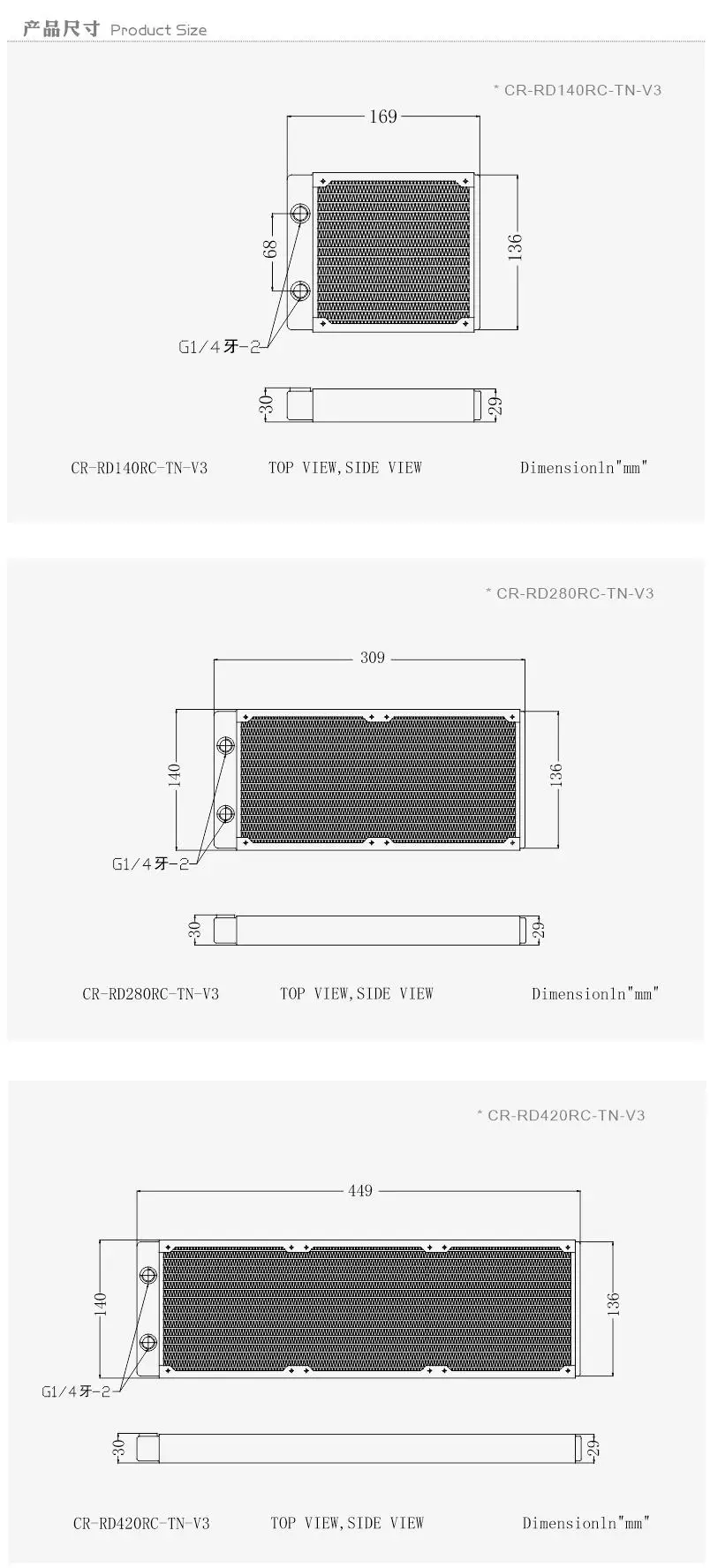 Radiador Bykski-cobre para refrigeração a água, 140mm,