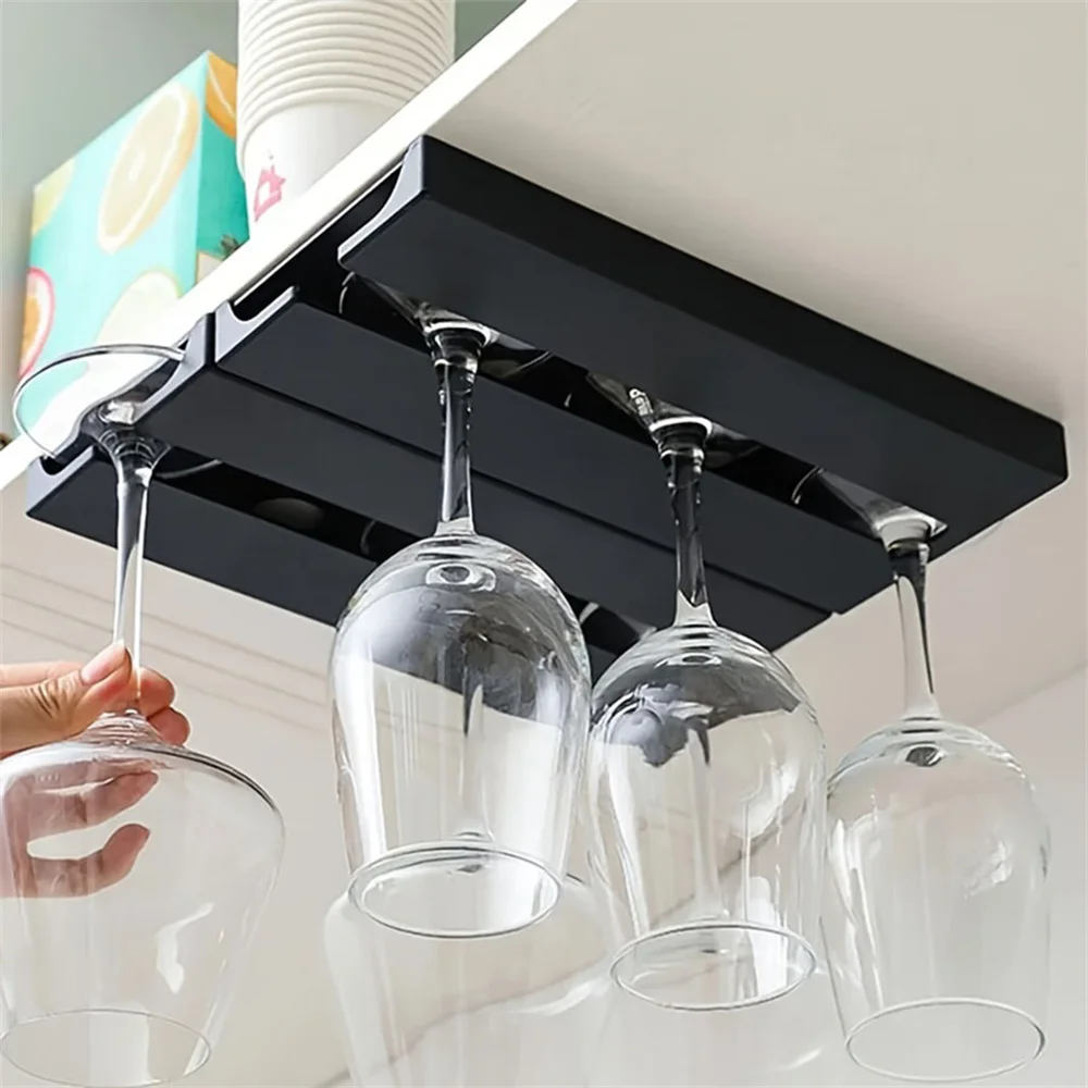 2PCS Wine glass rack plastic - Stemware wine glass rack glass storage rack under the cabinet, used to store tall glasses 5