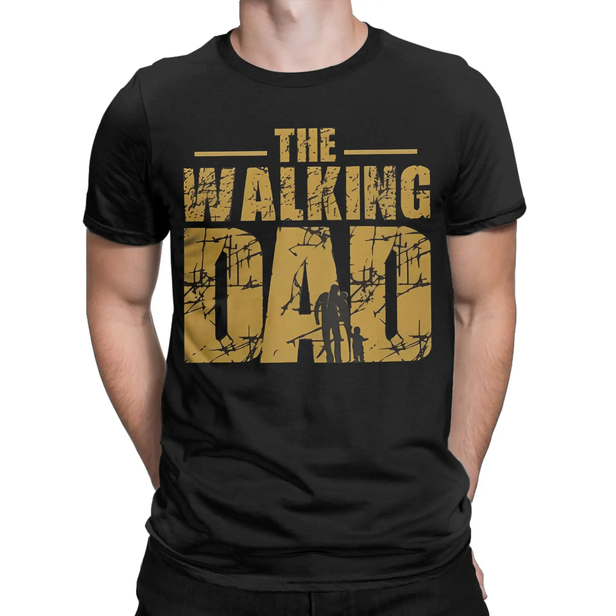 Männer T-Shirts The Walking Dad Vintage 100 % Baumwolle T-Shirt Kurzarm Vatertag T-Shirt Rundhalsausschnitt Kleidung Plus Size