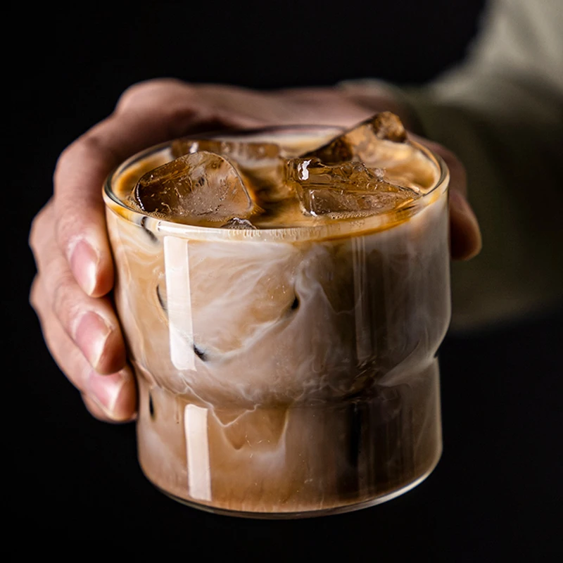 1PCS Creative Style Glass Coffee Smoothie Cup Heat-Resistant Drink Cup Transparent Glassware Whisky Beer Fruit Bubble Water