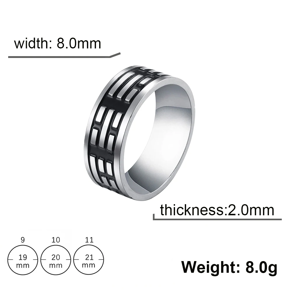 INRENG Men's Stainless Steel Mantra Ring - Yin Yang & Ba Gua Design, Oval Stone, Taoist Amulet Band