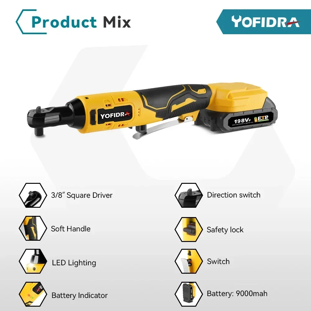 200N.M Electric Wrench Ratchet 3/8 Inch Cordless Efficient Handheld Rechargeable Repair Power Tool For Makita 18V Battery 3