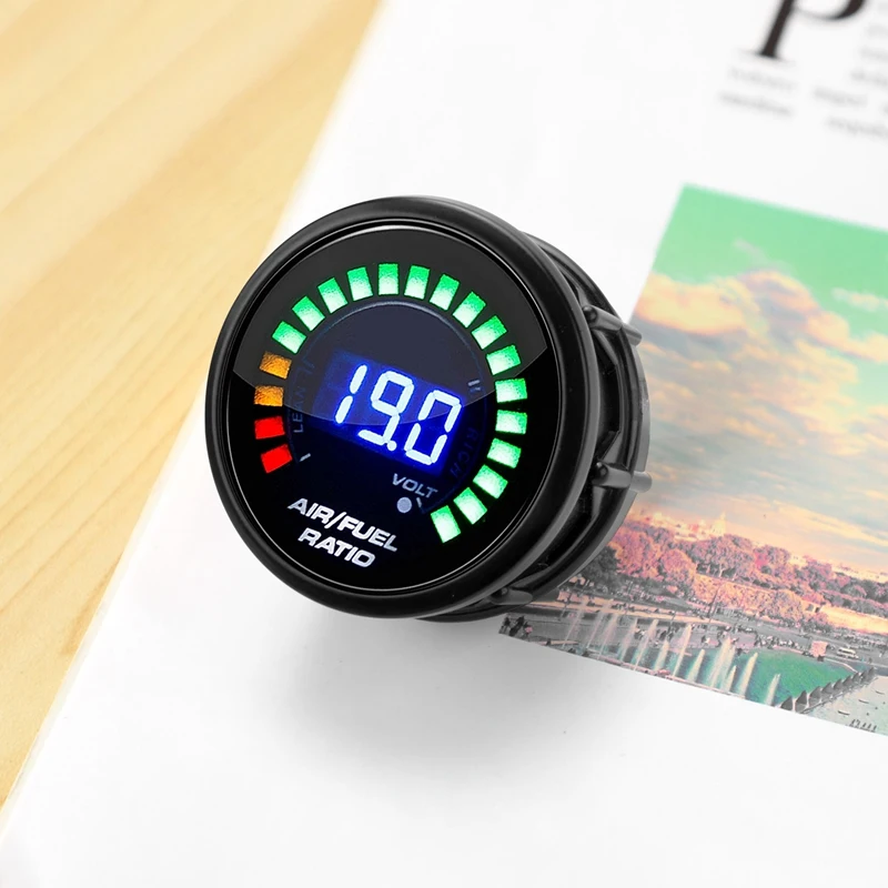 협대역 O2 산소 센서 탑재 공기 연료 비율 게이지, LED 디지털 디스플레이, 12V 자동차 레이싱 게이지용, 52mm