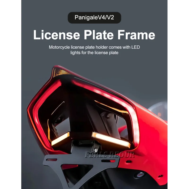 Ducati Panigale V4/V2/SF V4/V4S 2018-2024 LED 통합 꼬리 꼬임-번호판 홀더, 매끄러운 후면 스타일, 쉬운 설치