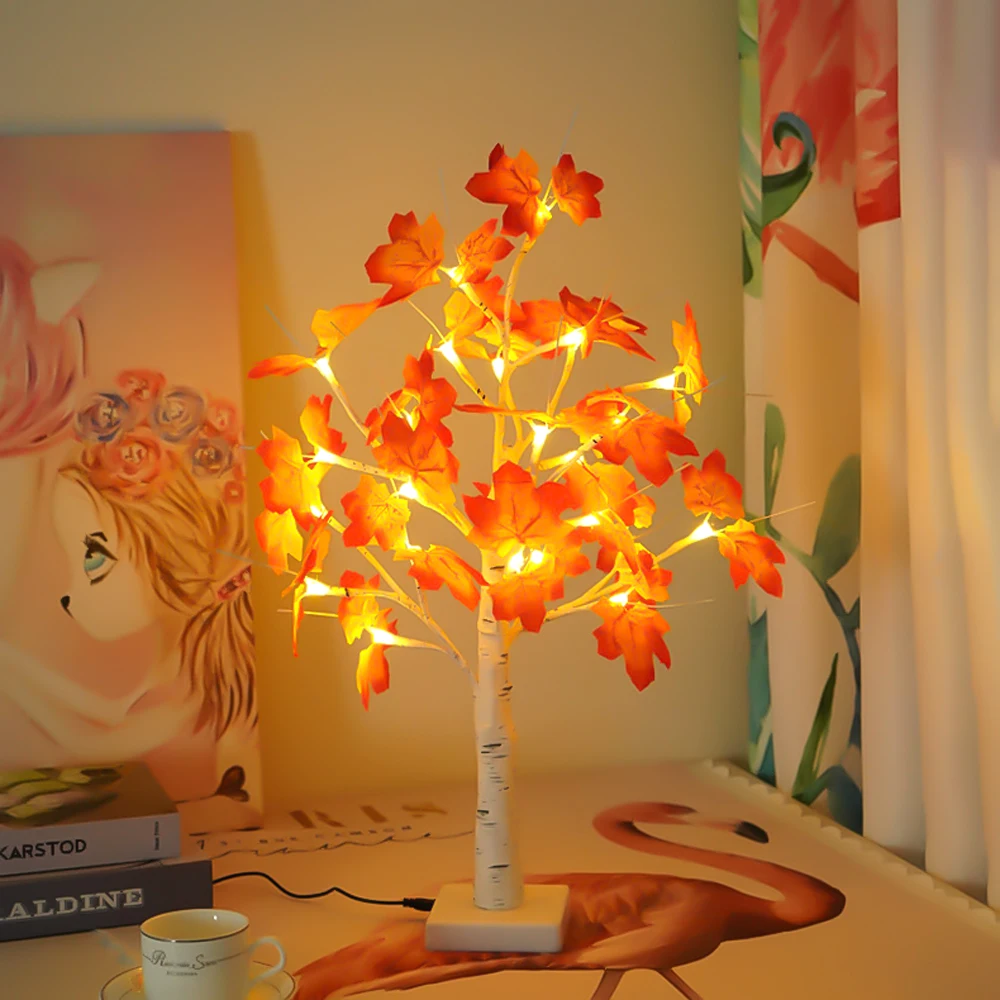 

LED Fairy Maple Leaf Tree Night Lamp USB Battery Dual Use For Home Decoration Creative Potted DIY Table Lamp Holiday Gifts