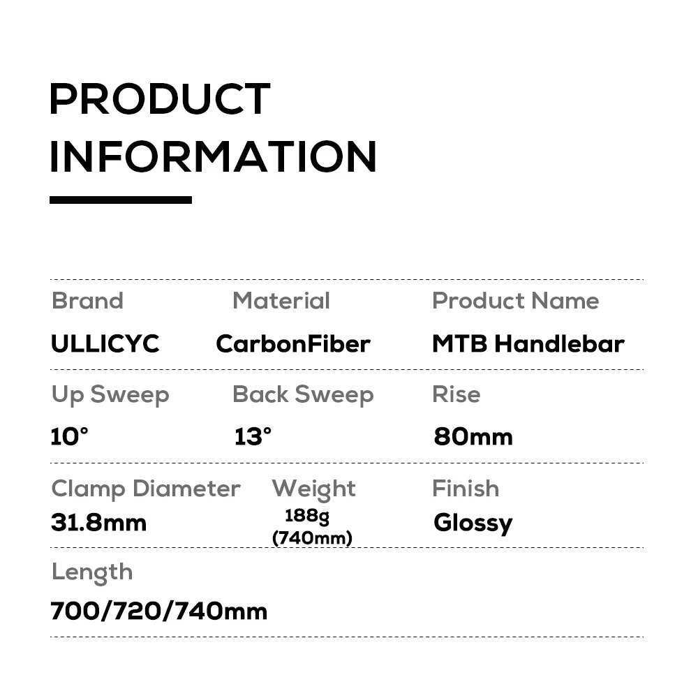 ULLICYC Mountainbike-Lenker, erhöhter Lenker, horizontaler großer Winkel-Schwalben-Lenker, Vollcarbon-Mountainbike-Lenker – Detail 4
