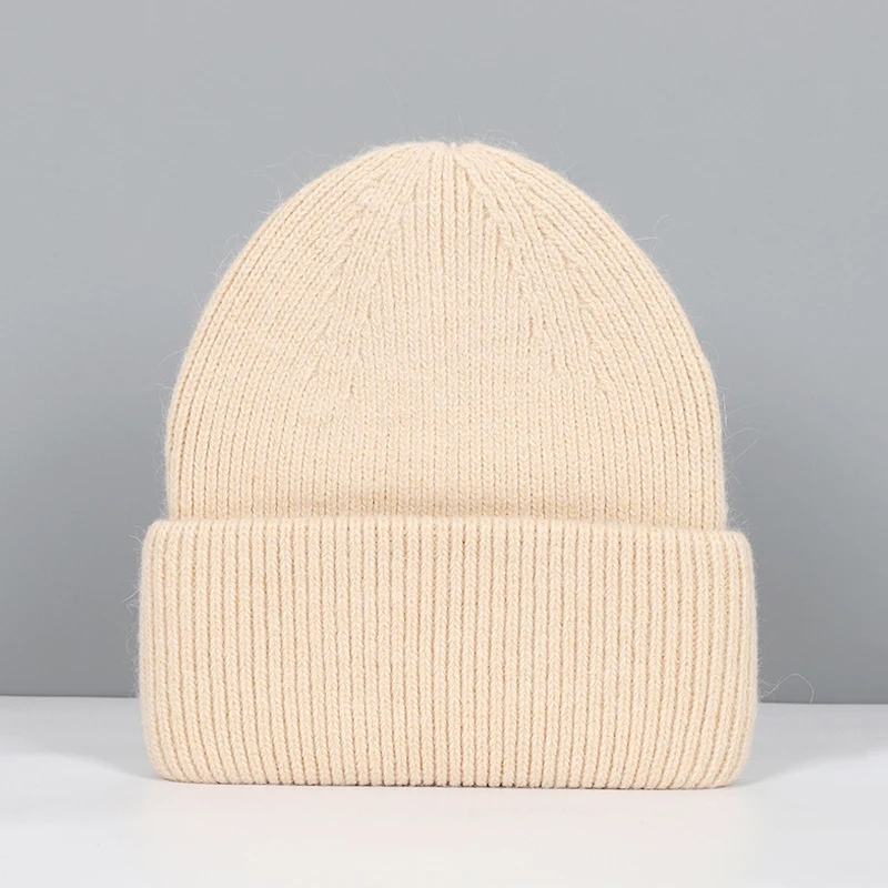 Women's Fashionable Real Rabbit Fur Winter Beanie - Warm and Stylish Solid Hat
