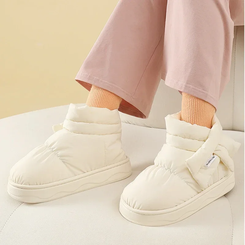 Platform Women Snow Boots Warm Thicken Plush Waterproof Boot for Couples 2023 Winter Non Slip Thick Bottom Cotton Shoes