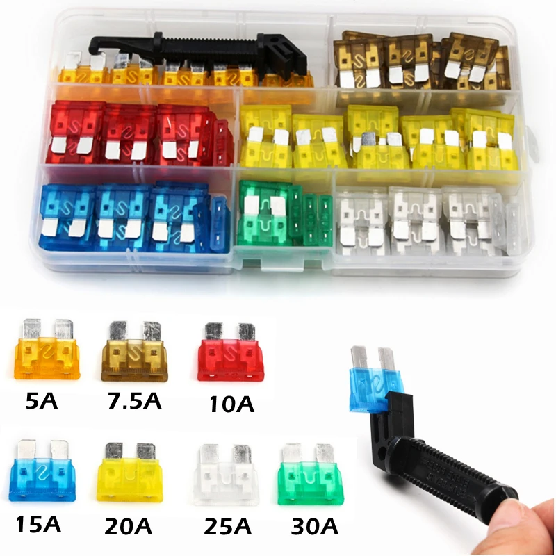 

120 шт. Алюминиевый автомобильный предохранитель среднего размера комбинация 5A 10A 15A 20A 25A 30A комплект предохранителей для грузовых автомобилей