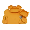 Baby Dinner Plate Compartment Plate Suction Cup with Bear Placemat Bear Bowl Children's Supplementary Tableware 1