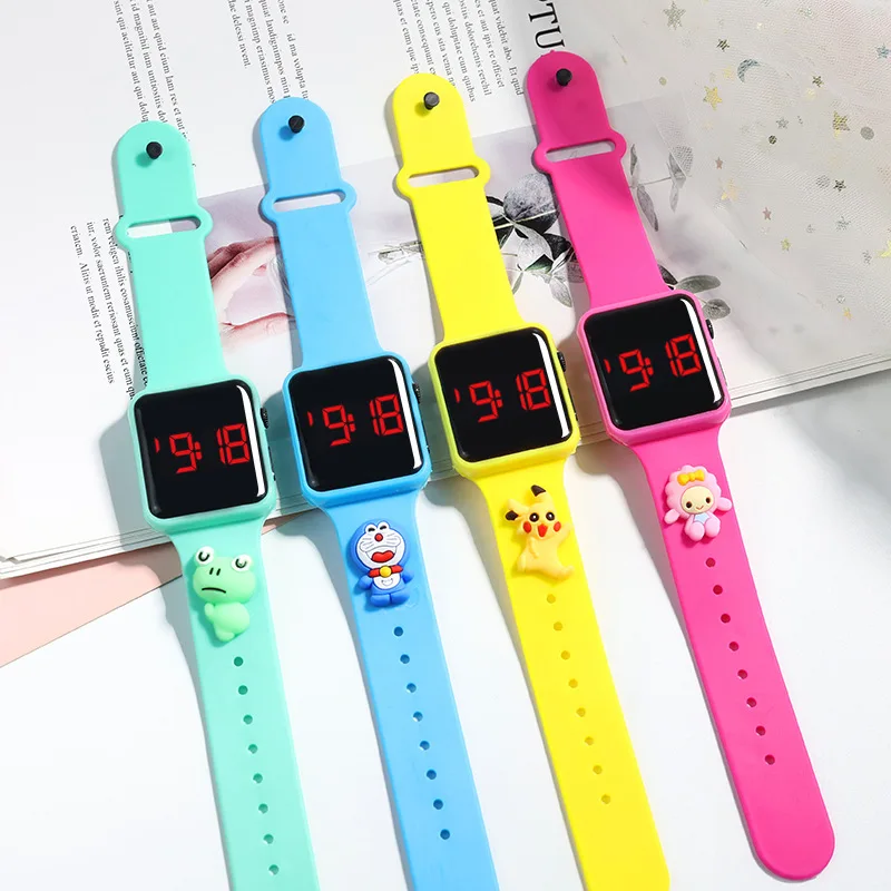 

Hot Selling Children's Square Watch LED Electronic Student Sports Watch Kids Touch Waterproof Cartoon Silicone Bracelet Watch