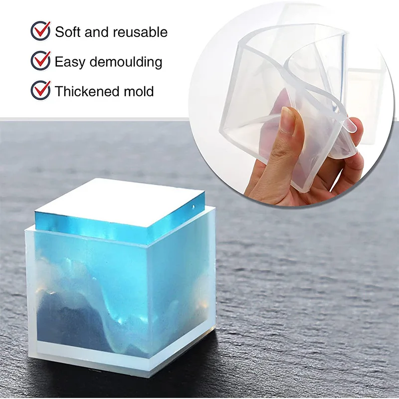 3D Cube UV Resin Molds DIY Jewellery Pendant Tabletop Ornament Crafts  Crystal Silicone Molds for Epoxy Resin Jewelry Making Tool