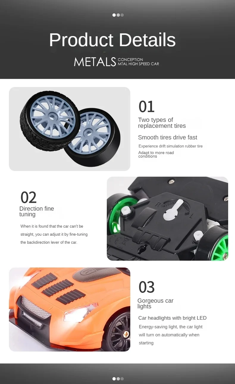 RC Drift Car 4WD - LED Remote Control Racing Vehicle for Kids  Adults