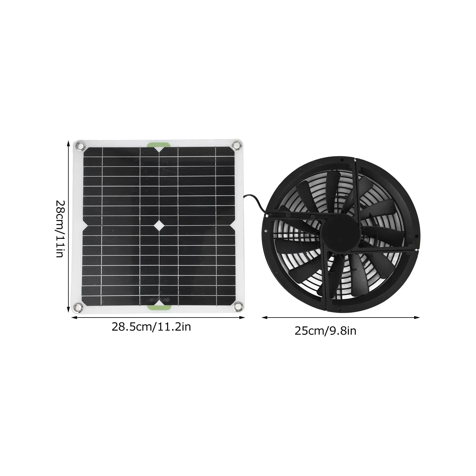 100W Solar Panel Fan Kit  Waterproof Round Exhaust Ventilation Fan for Chicken Coop Greenhouse Shed Energy Saving Quiet Cooling