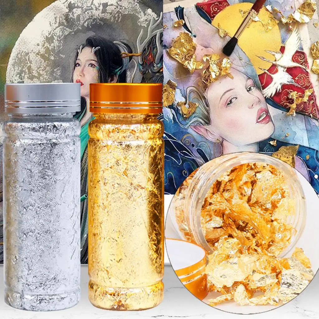 Gold Leaf Flakes for Crafting and Nail Art - Large, Stunning Flakes