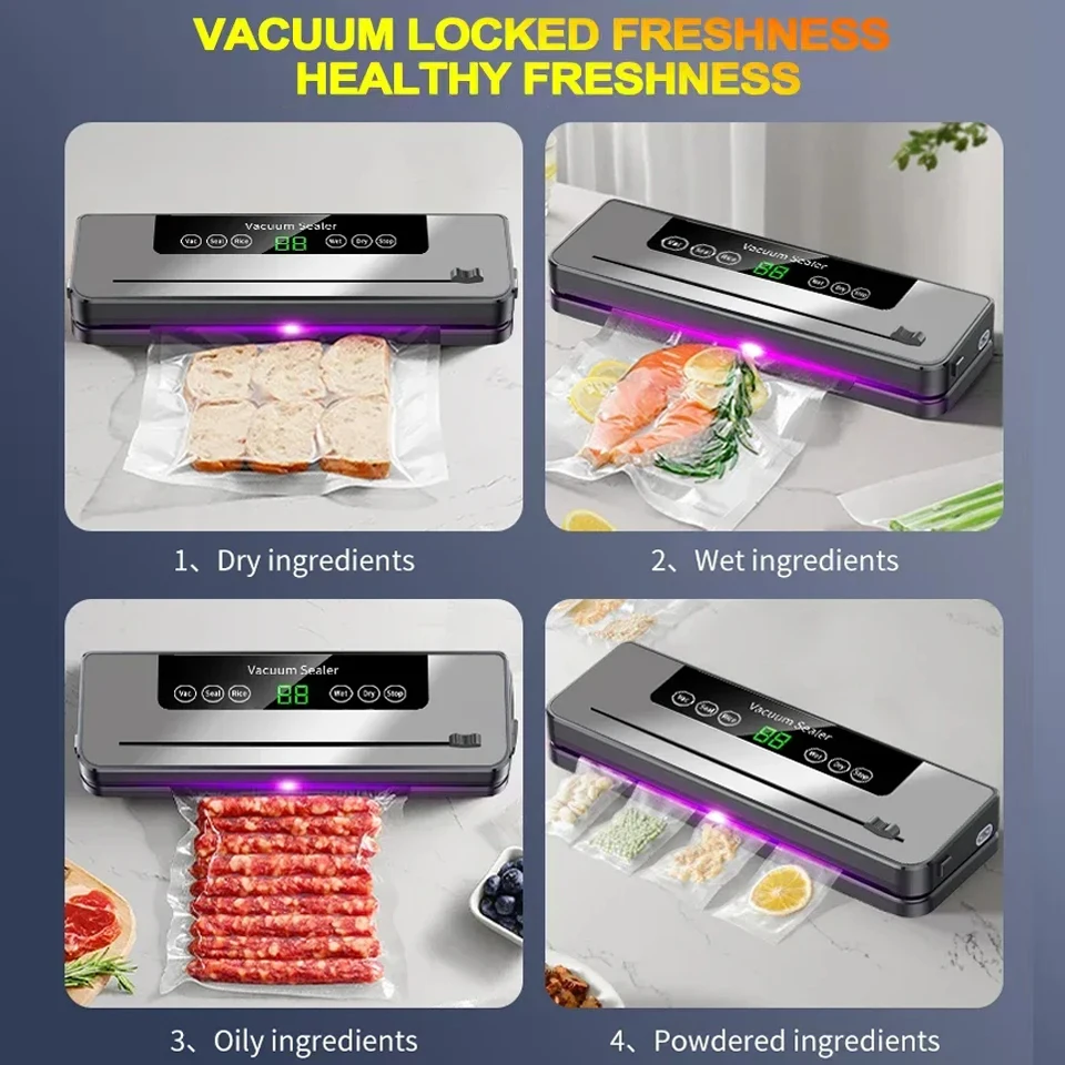 CENRR Vacuum Sealer Machine Food  Wet Dry With UV Kitchen Storage Sealing Machine Built-in Cutter Food Vacuum Packaging Machine 5