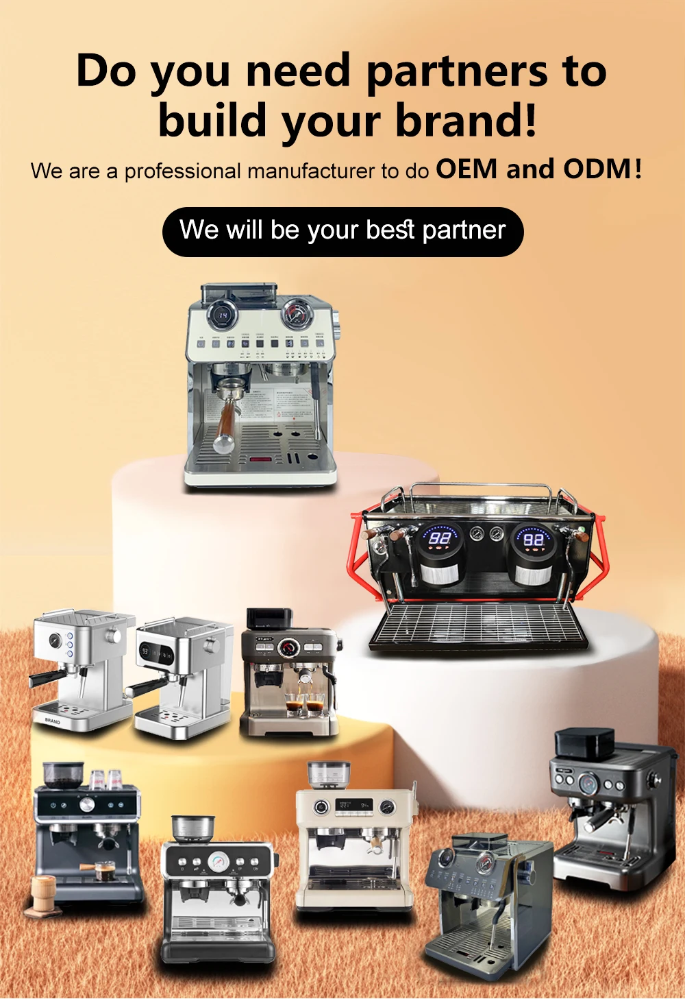 Luxury 20 Bar Pressure Espresso Coffee Machine Double Boiler Bean Grinder Semi-Automatic 2.5L Water Tank Electric Coffee Maker 4