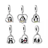 Fit Original Charm Bracelet 925 Sterling Silver Penguin Mum Dad and Baby Heart Dangle Bead For Making Women Family Berloque New 1